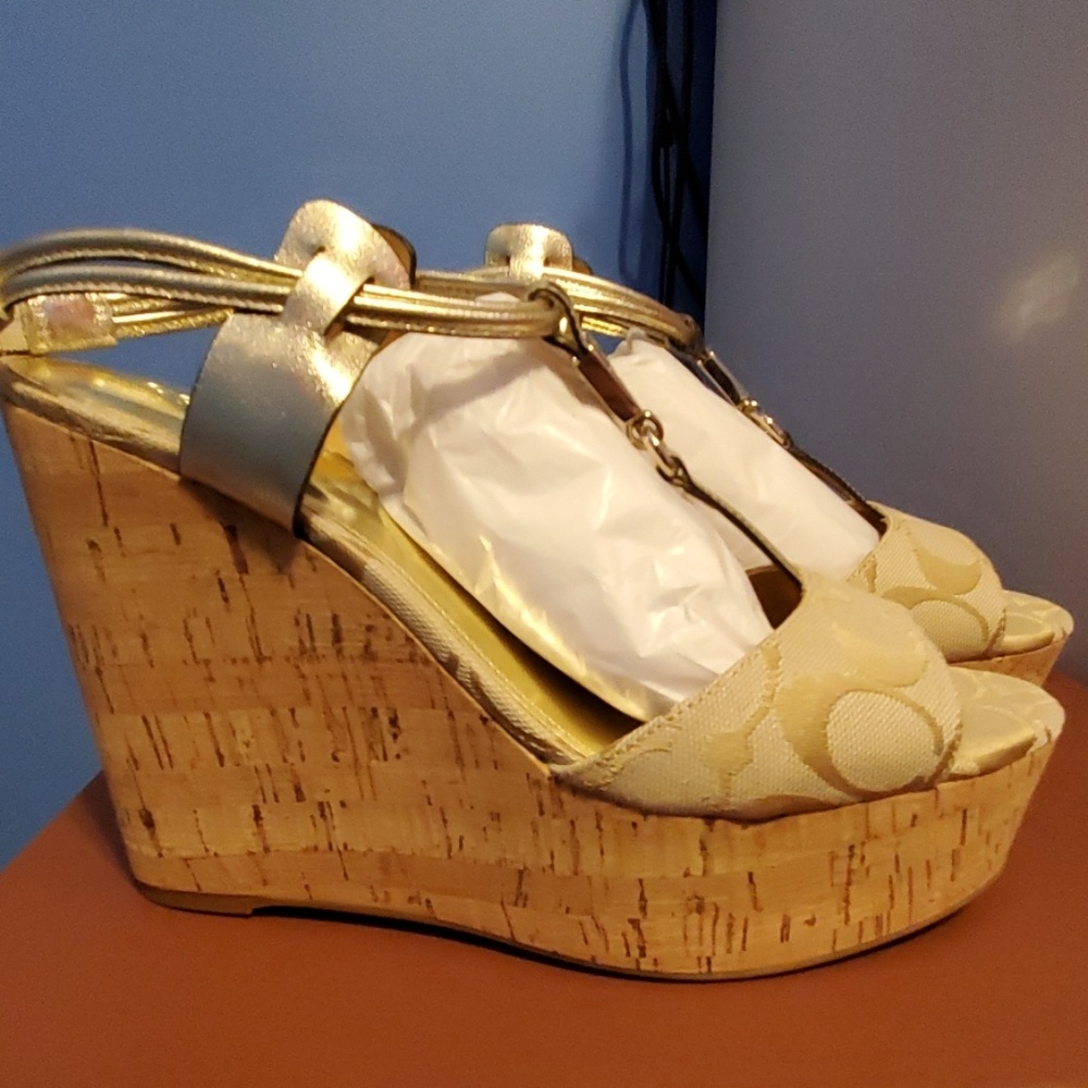 Coach Linden metallic ivory wedge - Picture 4 of 6